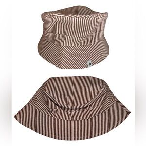 NWT - HutteliHut - Cotton Bucket Hat - Striped Brown/White